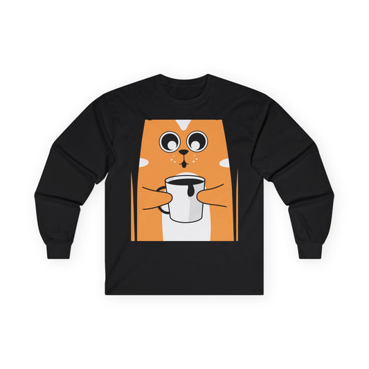 Cute Joyful Coffee Cat Long Sleeve Tee, Unisex Graphic Tee, Cute Cat Lover Gift, Cozy Casual Wear, Perfect for Fall Gatherings, [...]
